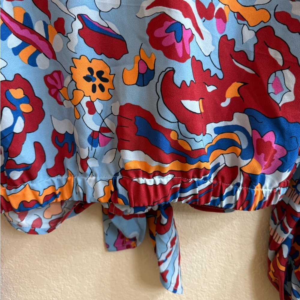 cupcakes & cashmere Colorful Patterned Tie-Front Blouse - Picture 6 of 8